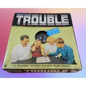 Vintage 1965 Trouble Kohner Bros #310 Complete Pop-O-Matic Original Wood Tokens